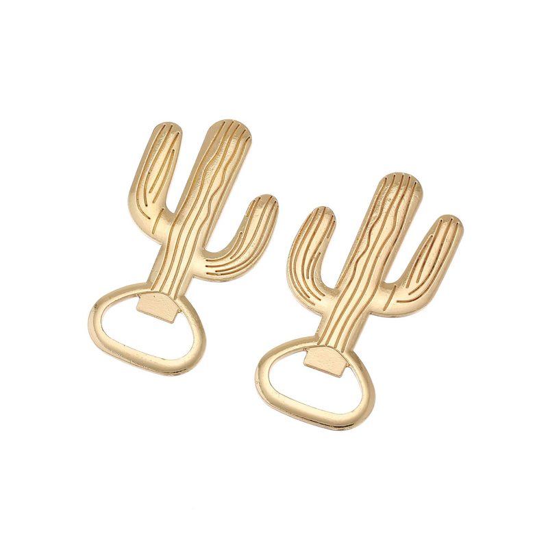 Cactus Shape Gold Polished Metal Bottle Opener
