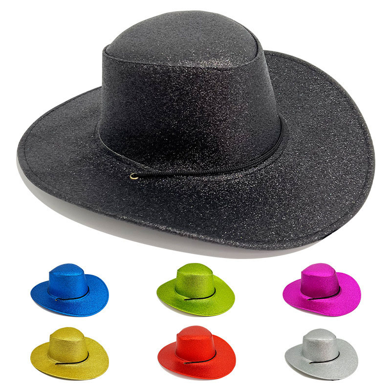 Colorful Sequin Denim Silver Cowboy Hat