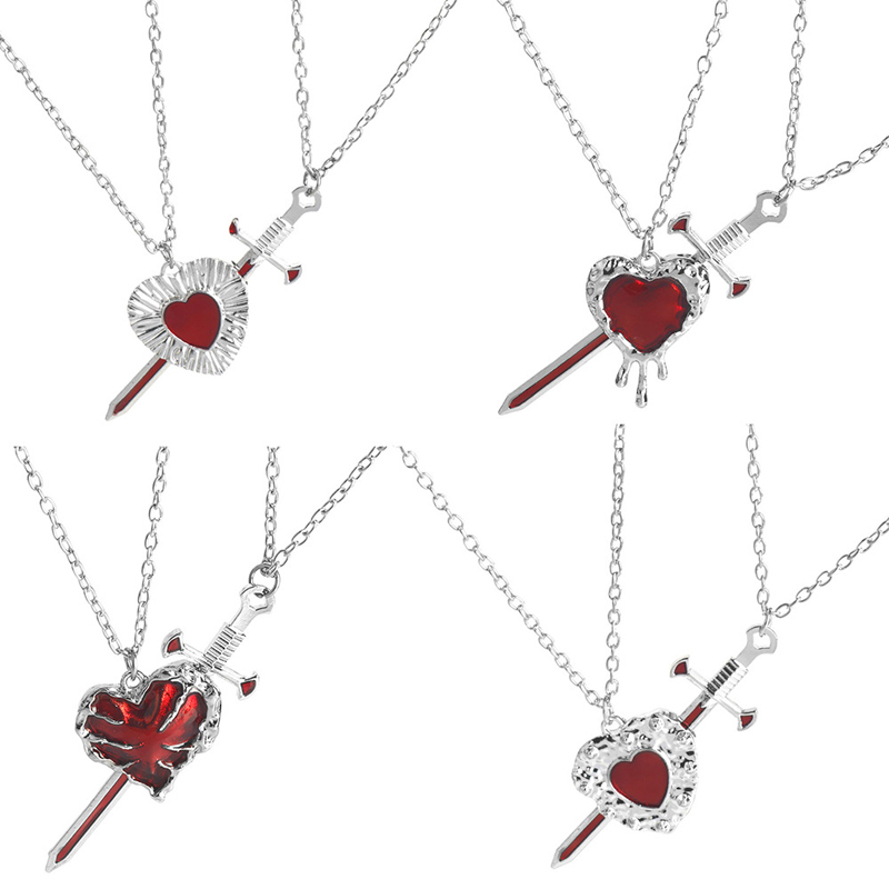 Gothic Punk Heart and Sword Necklace